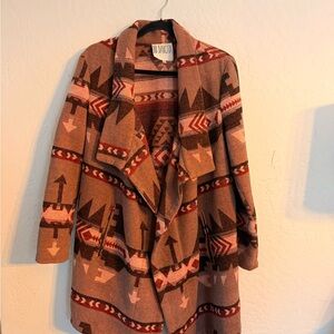 BB Dakota Women's Geometric Cardigan - Brown and Red